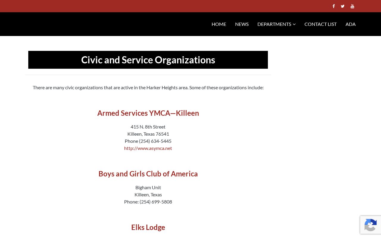 Harker Heights neighbors civic organization public contacts