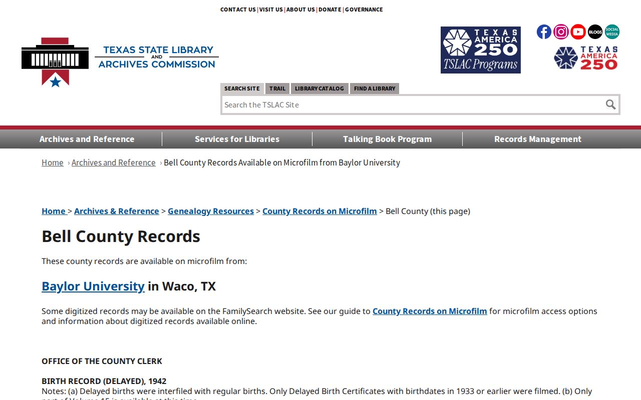 Harker Heights previous residents archive route through the TSLAC Bell County records guide